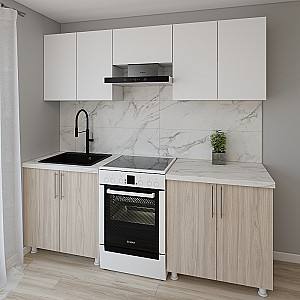 Set mobila bucatarie Smartex K1 220 cm Alb / Stejar Deschis