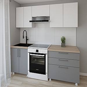 Set mobila bucatarie Smartex K2 200 cm Alb / Grafit