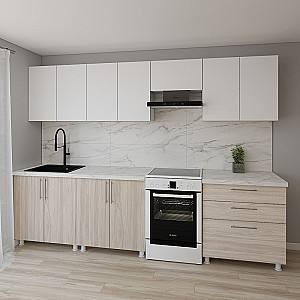 Кухонный гарнитур Smartex K2 300 см Белый / Дуб Светлый