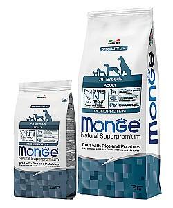 Hrana uscata pentru caini Monge DRY DOG ALL BREED ADULT Trout/Rice/Potatoes 2.5 kg