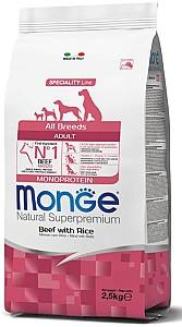 Hrana uscata pentru caini Monge DRY DOG ALL BREED ADULT MONOPROTEIN BEEF/RICE 2.5 kg