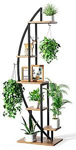 Etajera Mobildor Lux Semiluna (cu iluminare) Nuc / Negru