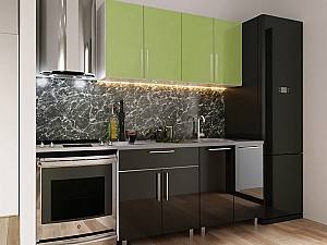 Set mobila bucatarie PS Mini 1.6 m (MDF lucioasa) Verde / Negru