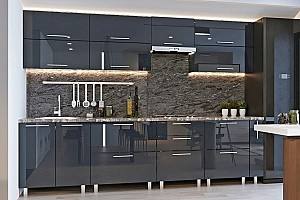 Set mobila bucatarie PS Kvadro 3 m (MDF lucioasa) Antracit