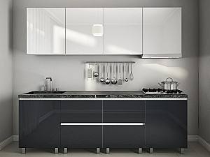 Set mobila bucatarie PS Gola-2 2.4 m (MDF lucioasa) Alb / Antracit