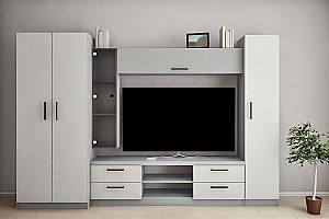 Стенка PS Елена У (ТВ-1.5 м) 3 м Серый / Светло Серый