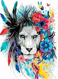 Картина по номерам PRC Лев в цветах 03918