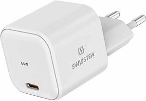 Incarcator telefon SWISSTEN GaN 1xUSB-C 45W PD White