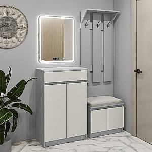 Прихожая PS AY-59 + OBY-70 + Зеркало 70 LED Серый / Светло-Серый