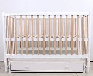 Детская кроватка Kuzea София Белый Натур на маятнике с ящиком