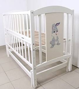 Детская кроватка Kuzea Кролик Белый на маятнике