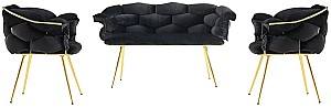 Set canapea si fotolii Trendy Balon 2111 Negru/Auriu