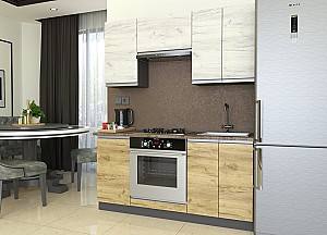 Set mobila bucatarie Yasen Madera 1.6 m Stejar Kraft Alb / Stejar Kraft Auriu