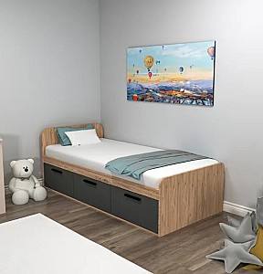 Кровать Trendy Akser 90x190 см Сосна Атлантическая Антрацит