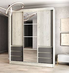 Dulap-cupe ML Mobila Nais 3D 1.8 m Stejar Craft Alb/Antracit