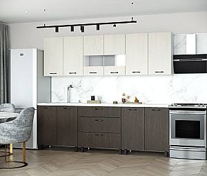 Кухонный гарнитур ML Mobila Омега-6 (2.4 м) Венге (Коричневый) / Дуб Приморский (Бежевый)