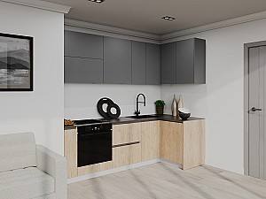 Кухонный гарнитур Bayro Monti Cucine 2.4x1.2 м Stone Grey / Rockford Hickory