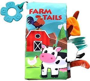 Carte educationala Kikka Boo Cloth book with teether Farm Tails