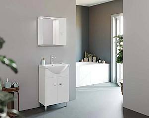 Комплект мебели для ванной Savini Due Smart 550 + Зеркало со шкафом 839+199LED