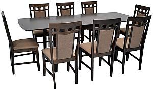 Набор стол и стулья Evelin HV-27V Chocolate + 8 стульев Deepa R Chocolate / Ekea12 Dark Brown