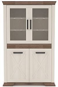 Шкаф витрина Yasen Марсель REG 2D2W Ясень Снежный/Дуб Сонома Трюфель