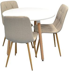 Набор стол и стулья Evelin DT 404-1 WO + 3 стула YTC-080 Wo / BJORN-24 Light Beige
