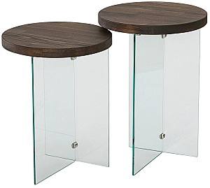 Masuta de cafea, reviste Trendy Serenity 2 Transparent/Nuc (Maro)