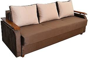 Диван Viitorul Odihna D (подлокотники дерево) Дуб Светлый / Tenerife Темно-Коричневый