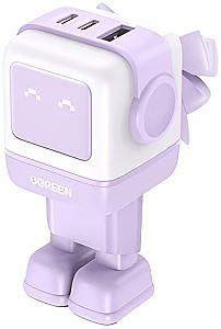 Зарядное устройство для телефона Ugreen Nexode Robot GaN Charger USB-A+2*USB-C 65W Pink