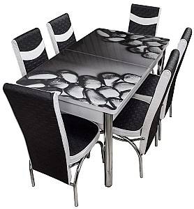 Набор стол и стулья Kelebek (0383) + 6 стульев Merchan Черный / Белый