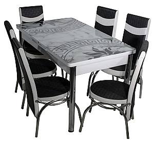 Набор стол и стулья Kelebek (0667) + 6 стульев Merchan Черный / Белый