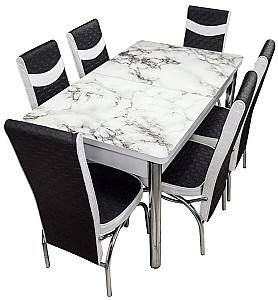 Набор стол и стулья Kelebek (1089) + 6 стульев Merchan Черный / Белый