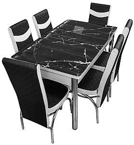 Набор стол и стулья Kelebek (1144) + 6 стульев Merchan Черный / Белый