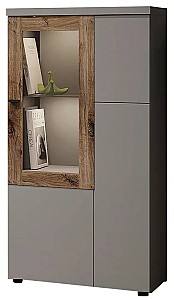 Dulap cu vitrina Sokme Modena 1D H121 Chinchilla Gri/Stejar Flagstone(Maro)