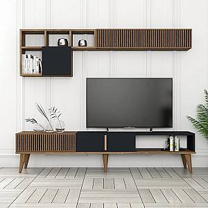 Стенка Trendy Milan Орех (Коричневый)/Антрацит (Серый)