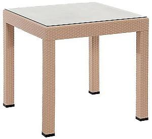 Masa de gradina Modalife Rattan Lux cu sticla Cappucino