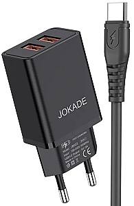 Incarcator telefon Jokade Wall Charger with Cable USB to Type-C Dual Port 5A Yiyue Black