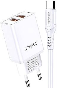 Incarcator telefon Jokade Wall Charger with Cable USB-A to Type-C Dual Port JB024 White