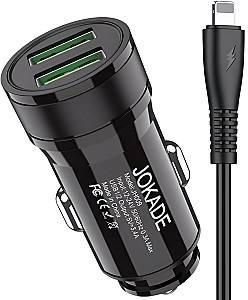 Incarcator auto Jokade 2*USB-A with Cable USB-A to Lightning JH010 Black
