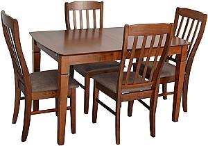 Набор стол и стулья Evelin HV-27V Burnish Oak + 4 стула Wenyi Burnish Oak / Ekea12 Dark Brown