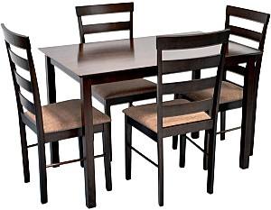 Set de masa si scaune Evelin GLORIA Chocolate + 4 scaune GLORIA Chocolate / Ekea12 Dark Brown