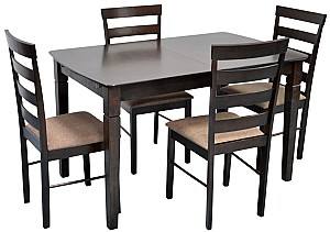 Set de masa si scaune Evelin HV-27V Chocolate + 4 scaune GLORIA Chocolate / Ekea12 Dark Brown