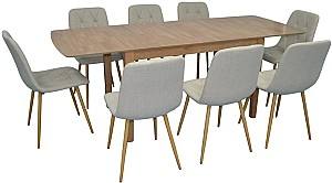 Набор стол и стулья Evelin HV-27V Light Brown + 8 стульев YTC 080 Wo / BJORN24 Light Beige