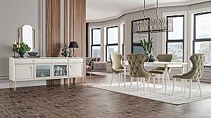 Стол Dogtas LORENTA JASMIN 196.4x100cm Белый/Золотистый