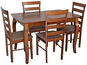 Набор стол и стулья Evelin HV-29V Burnish Oak + 4 стульев GLORIA Burnish / Ekea12 Dark Brown