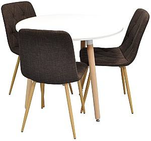 Набор стол и стулья Evelin DT 404-1 WO + 3 стула YTC-080 Wo / BJORN-45 Dark Brown