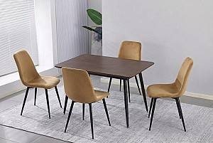 Set de masa si scaune Yasen Т1921 Textura Lemn Maro + 4 scaune С1703 (HLR-12) Velur Maro