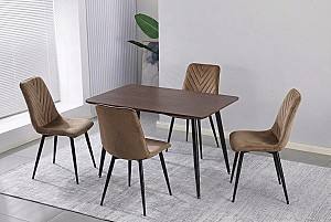 Set de masa si scaune Yasen Т1921 Textura Lemn Maro + 4 scaune DC 5012 S (HLR 11) Maro Auriu