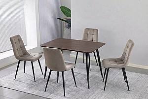 Set de masa si scaune Yasen Т1921 Textura Lemn Maro + 4 scaune DC 5012 L (HLR 8) Maro Inchis