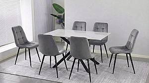 Set de masa si scaune Yasen Yasen DT-2423 120x80 Mocha White + 6 scaune DC 6005 (HLR 22) Gri